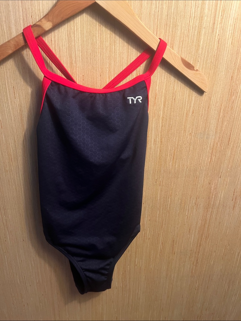 TYR Navy Swimsuit with Pink Straps